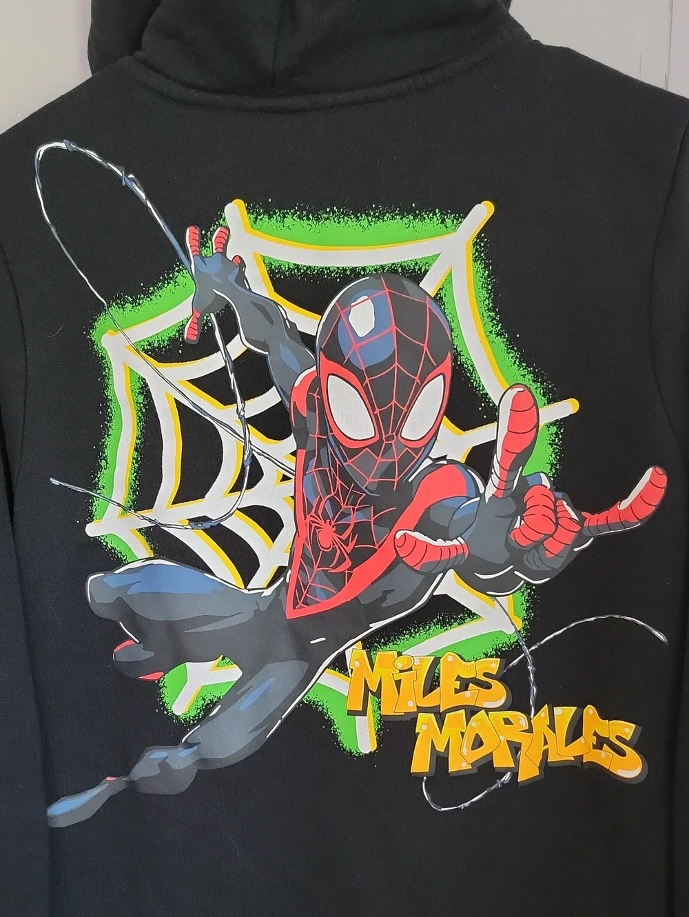 Spider Man Miles Morales Boys Hooded Jacket 14/16 Black Long Sleeve